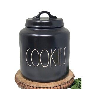 Rae Dunn COOKIES Chubby Canister Ceramic Large Home Kitchen Decor Gift Black